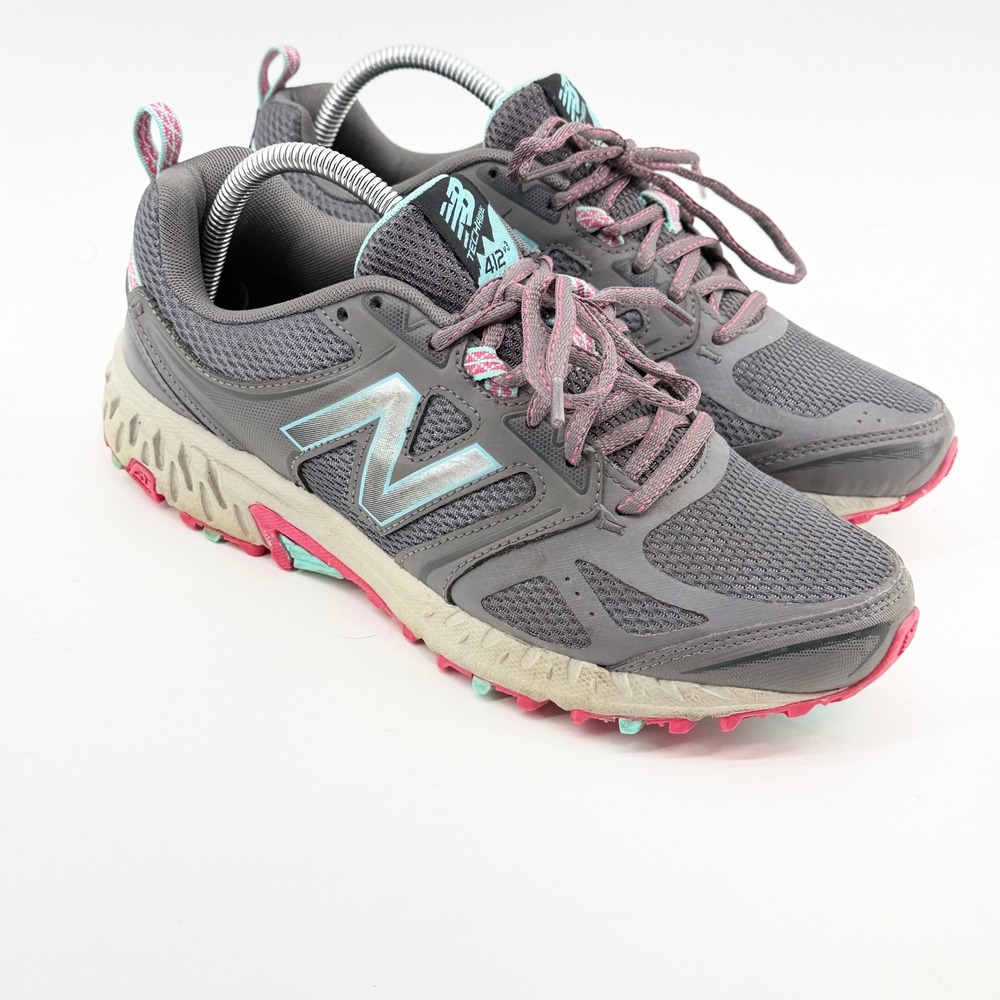 New Balance 412 v3 Womens Trail Running Shoes Grey Pink Teal WTE412H3 Size 9.5 D